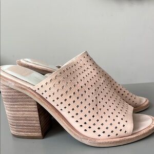 Dolce Vita Tan Wedge Sandals with Thick Sole and Decorative Perforations